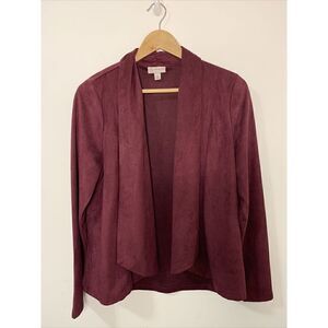 db established 1962 Wine Faux Suede Open Front Cardigan Size Medium